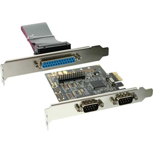 InLine Interface Card 2 Port Serial 9 Pin + 1 Port 25 Pin Parallel PCIe - PCIe - Parallel - Serial - Moschip MCS9901CV - 2.5 Gbit/s - Windows 2000 - XP - 2003 - Vista - Win7 - 2008 (all 32/64bit) - Linux - Mac OSX 10.5