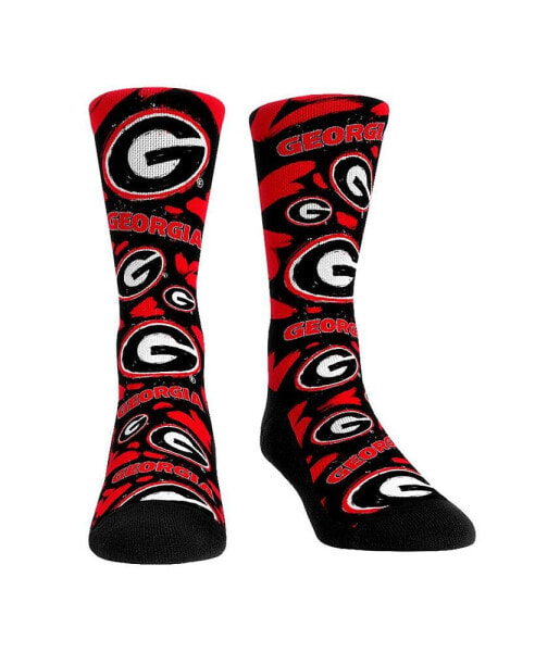 Men's and Women's Socks Georgia Bulldogs Allover Logo and Paint Crew Socks