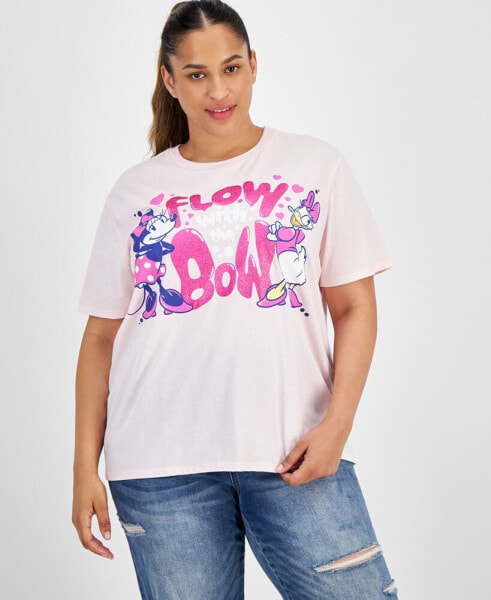 Trendy Plus Size Flow With The Bow Minnie Daisy Graphic T-Shirt