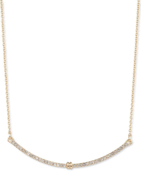 Gold-Tone Pavé Curved Bar Statement Necklace, 16" + 3" extender