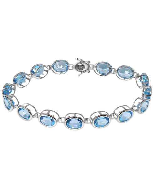 Blue Topaz Bubble Link Bracelet (19 ct. t.w.) in 14k White Gold