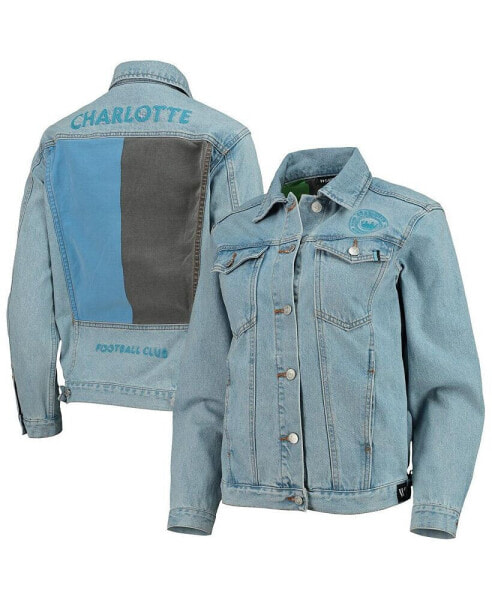 Women's Blue Charlotte FC Print Denim Button-Up Jacket