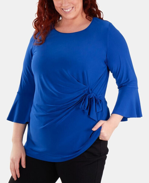 Plus Size Bell-Sleeve Side-Tie Top