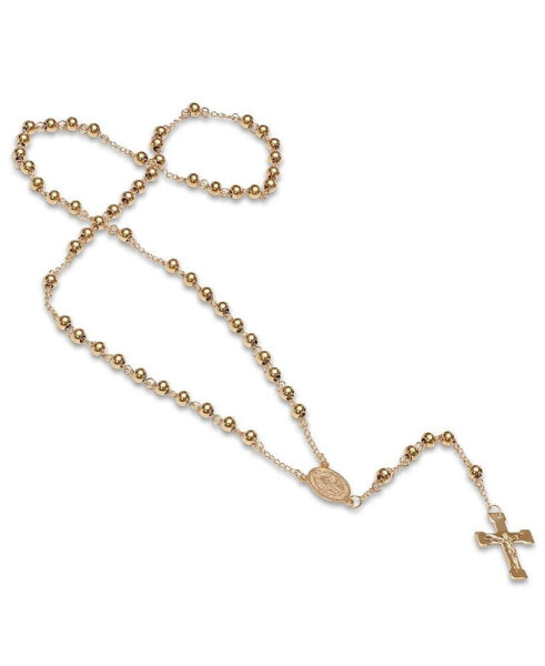 Unisex 18K Gold Plated Stainless Steel Beaded Classic Rosary Necklace
