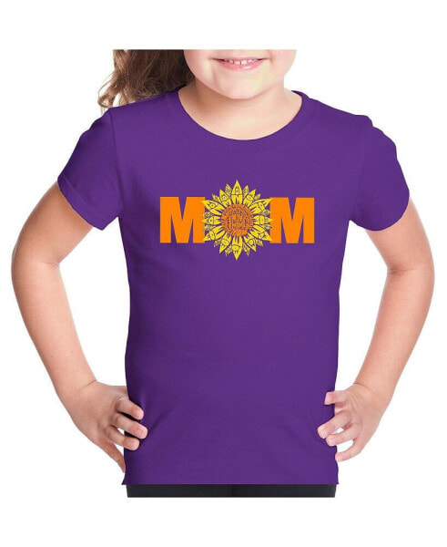 Big Girl's Word Art T-shirt - Mom Sunflower