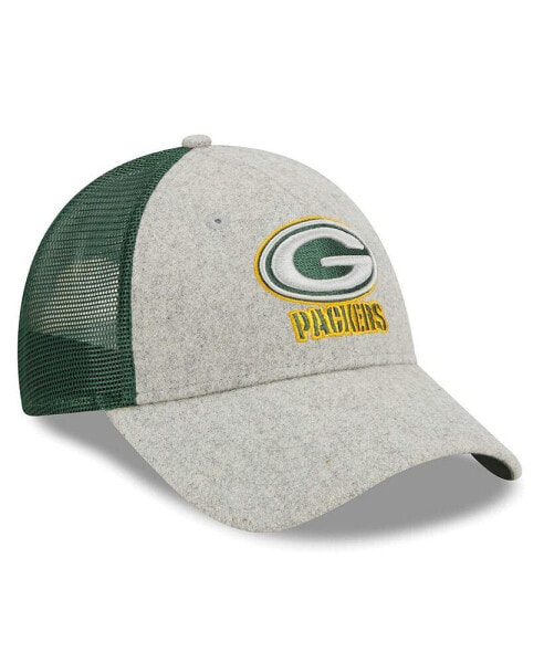 Men's Heather Gray, Green Green Bay Packers Pop Trucker 9FORTY Adjustable Hat