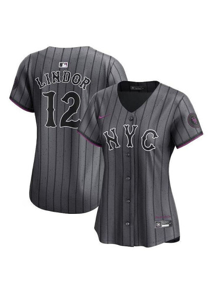 Women's Francisco Lindor Graphite New York Mets 2024 City Connect Limited Player Jersey