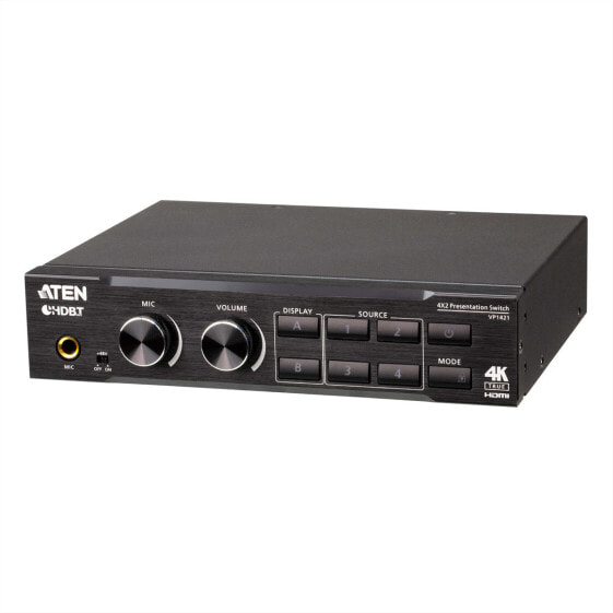 ATEN 4 x 2 True 4K Presentation Matrix Switch - Scaling matrix switcher - 4096 x 2160 pixels - Black - Metal - Buttons - Rotary - 14.93 W