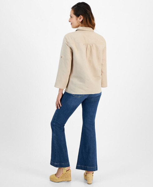 Petite Linen-Blend Twist-Hem Shirt, Created for Macy's