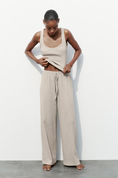 TEXTURED STRAIGHT-LEG TROUSERS