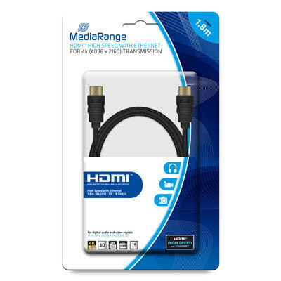 MEDIARANGE MRCS156 - 1.8 m - HDMI Type A (Standard) - HDMI Type A (Standard) - 3D - 18 Gbit/s - Black