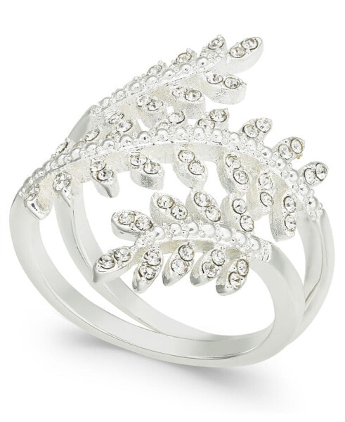 Fine Silver Plate Crystal Leaf Wrap Ring, Created for Macy's