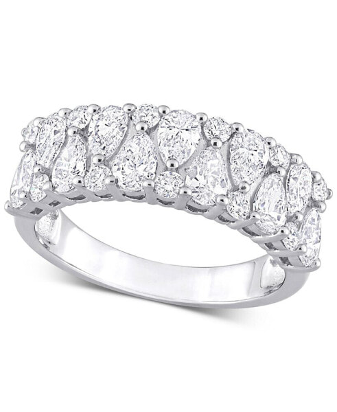 Diamond Pear & Round Semi-Eternity Cluster Ring (2 ct. t.w.) in 14k White Gold