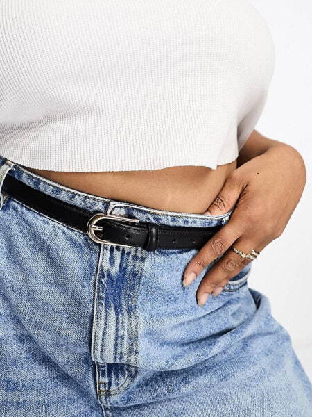 ASOS DESIGN Curve skinny waist and hip jeans belt - BLACK