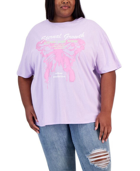Trendy Plus Size Butterfly Growth Cotton T-Shirt
