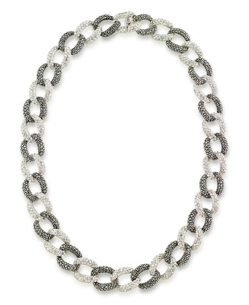 Macy's marcasite and Crystal Pave Oval Interlocking 18" Necklace in Sterling Silver