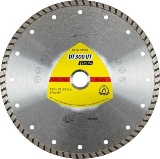Klingspor Алмазный диск Turbo 125 мм x 1,9 мм x 22,2 мм EXTRA DT300UT, БЕТОН