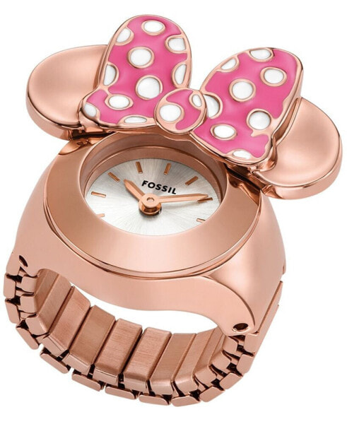 Women's Disney x Fossil Limited Edition Two-Hand Rose Gold-Tone Stainless Steel Watch Ring 16mm