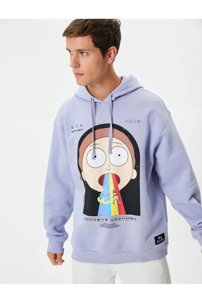 Rick and Morty Kapşonlu Sweatshirt Rahat Kesim Lisanslı Baskılı