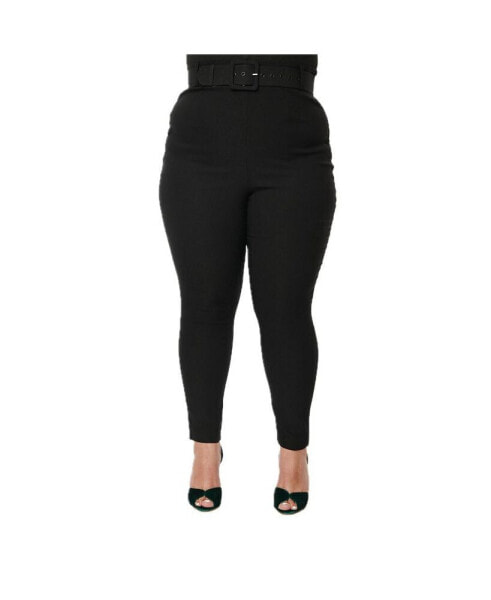 Plus Size Belted Rizzo Cigarette Pants