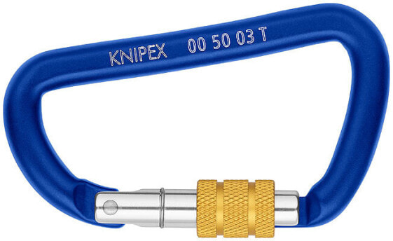KNIPEX 00 50 03 T BK, Screw-lock, Locking carabiner, D-shaped, Aluminium, Blue, CE