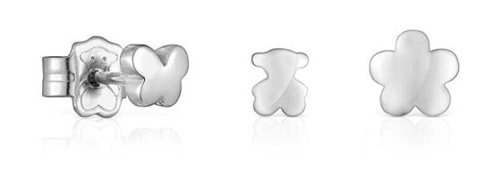 Bold Motif Silver Stud Earrings Set 1003875100