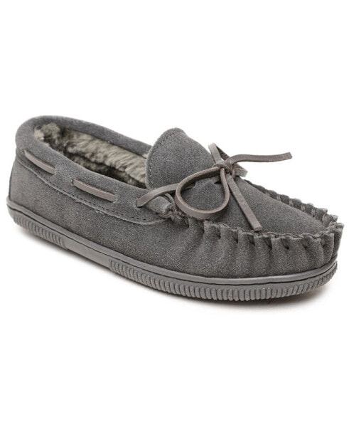 Big Boys Pile Lined Hardsole Moccasin Slippers