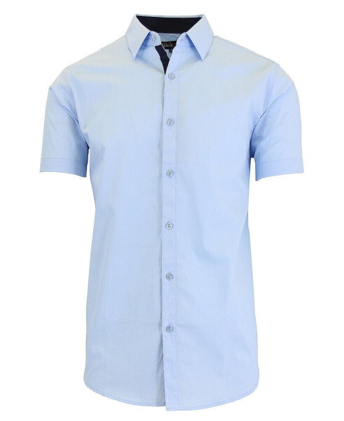 Men's Slim-Fit Short Sleeve Solid Dress Shirts