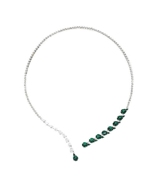 Women's Green Teardrop Bling Necklace