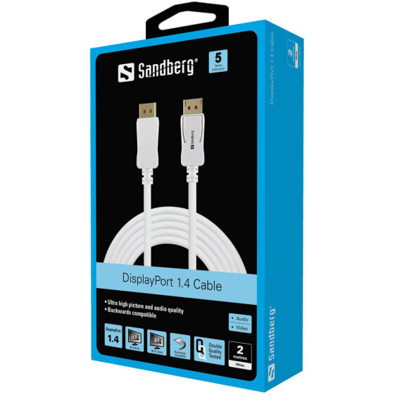 SANDBERG DisplayPort 1.4 8K60Hz 2m - 2 m - DisplayPort - DisplayPort - Male - Male - 7680 x 4320 pixels