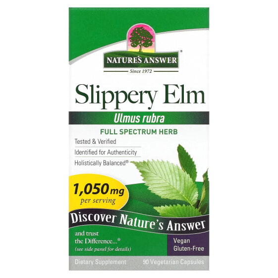 Травяные капсулы Nature's Answer Slippery Elm, 1,050 мг, 90 вегетарианских капсул (350 мг на капсулу)