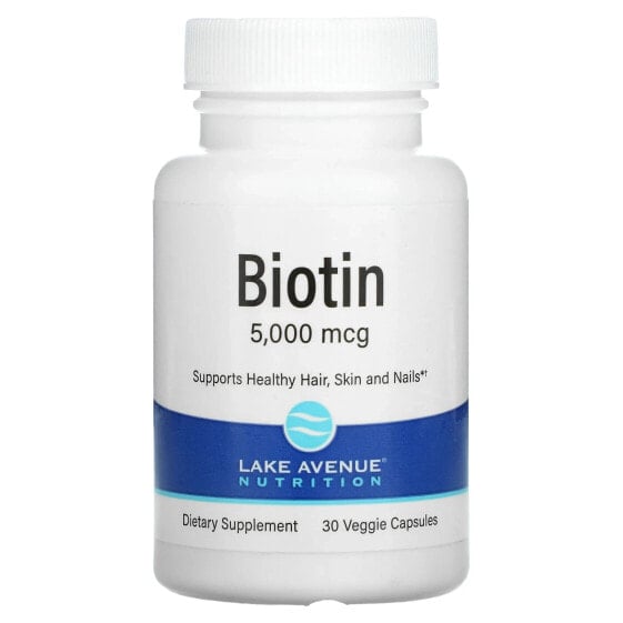 Biotin, 5,000 mcg, 30 Veggie Capsules
