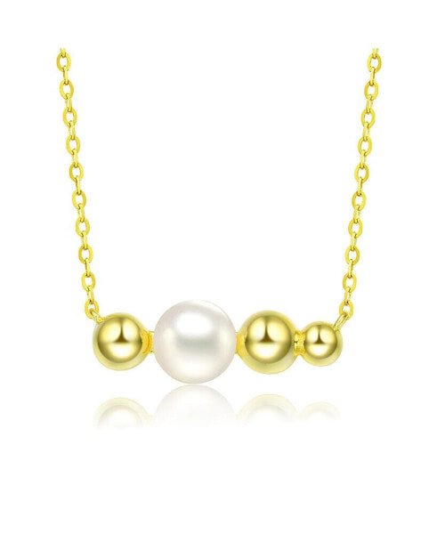 Sterling Silver 14K Gold Plated and 6MM Fresh Water Pearl Necklace