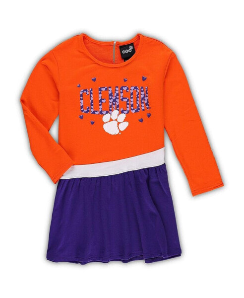 Toddler Girls Orange Clemson Tigers Heart to Heart French Terry Dress