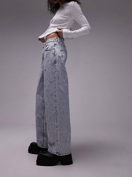 Topshop extreme ripped lowslung boyfriend jeans in bleach