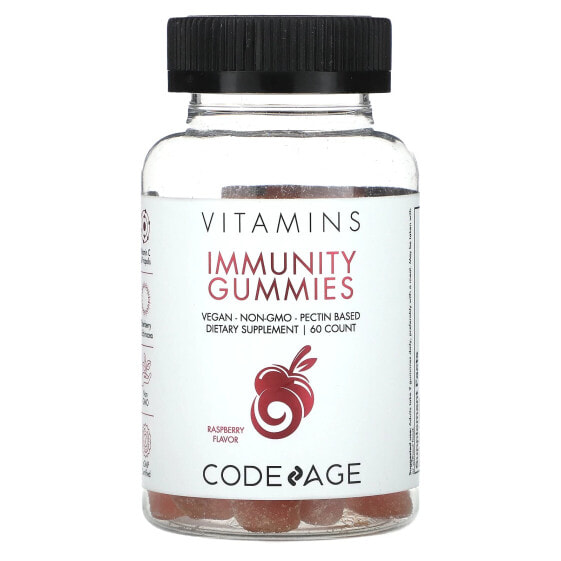 Витамины для иммунитета CodeAge мармелад, веганские, без ГМО, на основе пектина, малина, 60 мармеладок.