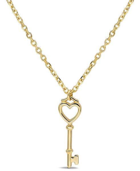 Heart Key Pendant Necklace in 14K Gold, 16 in adj to 18 in, approx. 4.2 grams