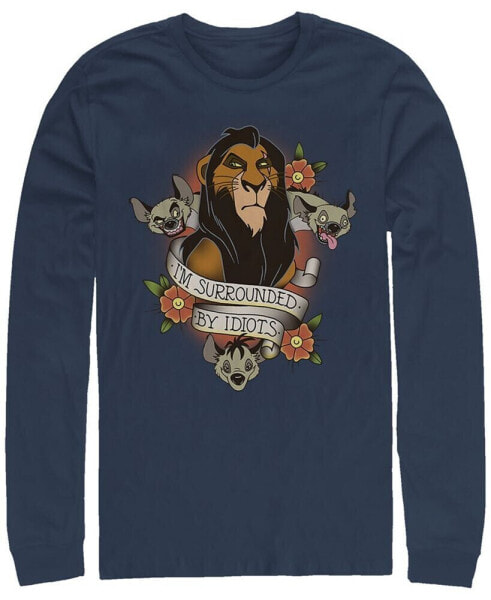 Disney Men's Lion King Scar Surrounded by Idiots Tattoo, Long Sleeve T-Shirt
