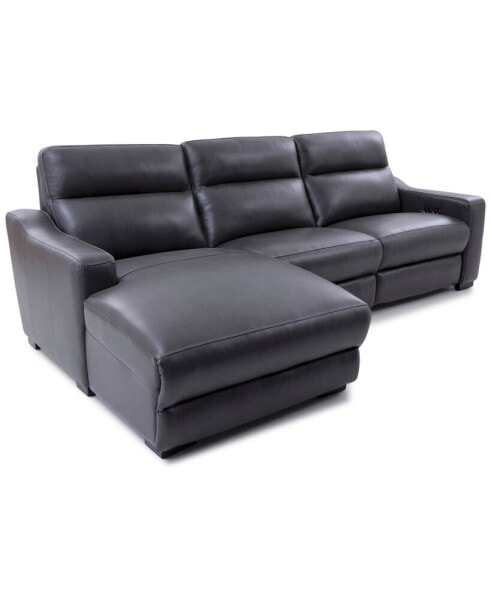 Gabrine 3-Pc. Leather Sectional with 2 Power Headrests & Chaise, Created for Macy's