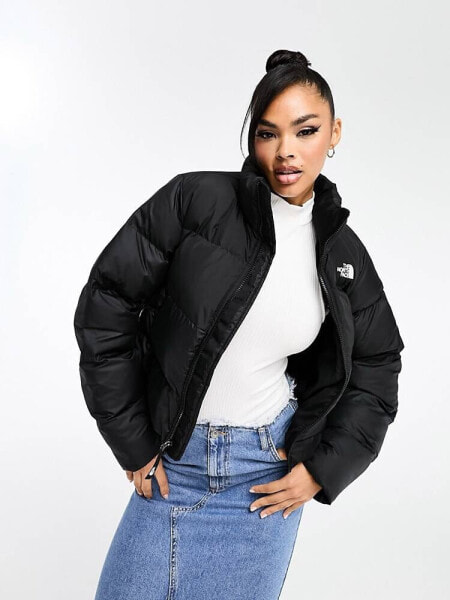 The North Face Saikuru cropped puffer jacket in black