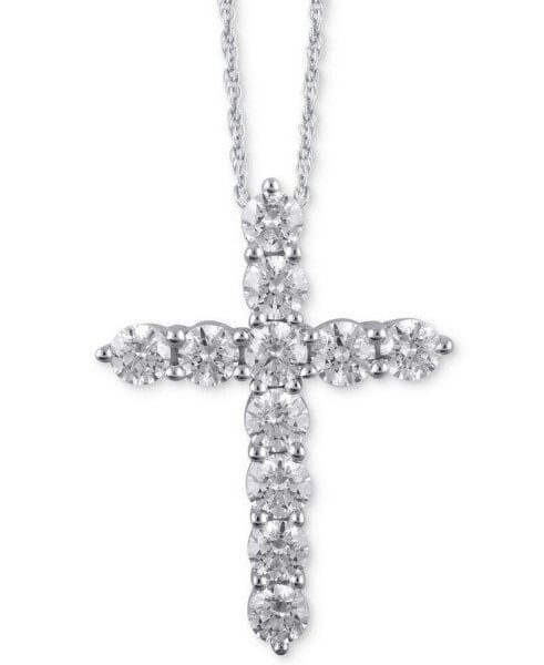 Macy's diamond Cross 18" Pendant Necklace (3 ct. t.w.) in 14k White Gold