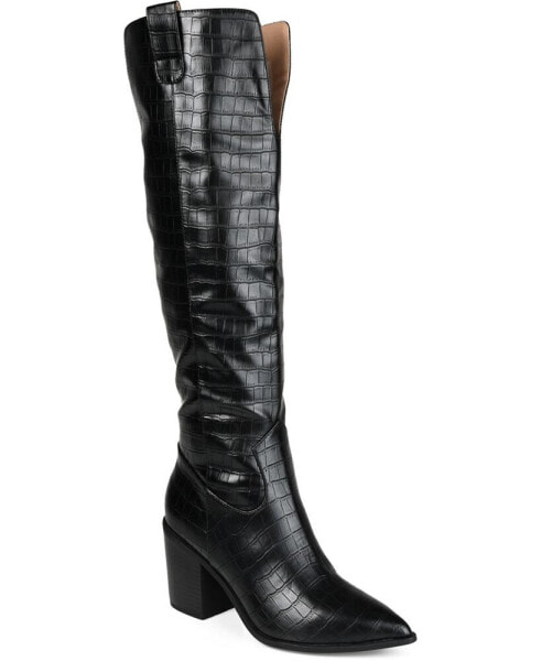 Women's Therese Extra Wide Calf Block Heel Knee High Dress Boots