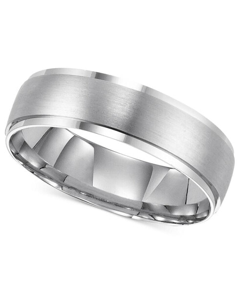 14k White Gold Brushed Finish Wedding Band