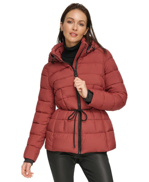 Women's Rope Belted Hooded Puffer Coat, Created for Macy's