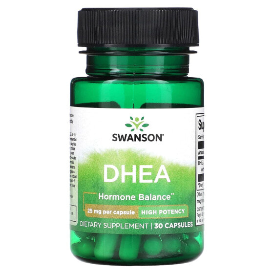 Витамины Swanson DHEA, высокая потенция, 25 мг, 30 капсул