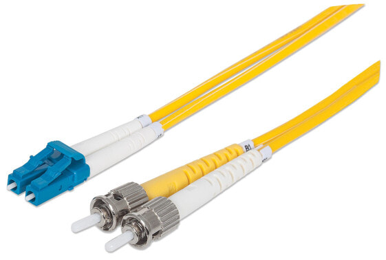 Intellinet Fiber Optic Patch Cable - OS2 - LC/ST - 5m - Yellow - Duplex - Single-Mode - 9/125 µm - LSZH - Fibre - Lifetime Warranty - Polybag - 5 m - OS2 - LC - ST