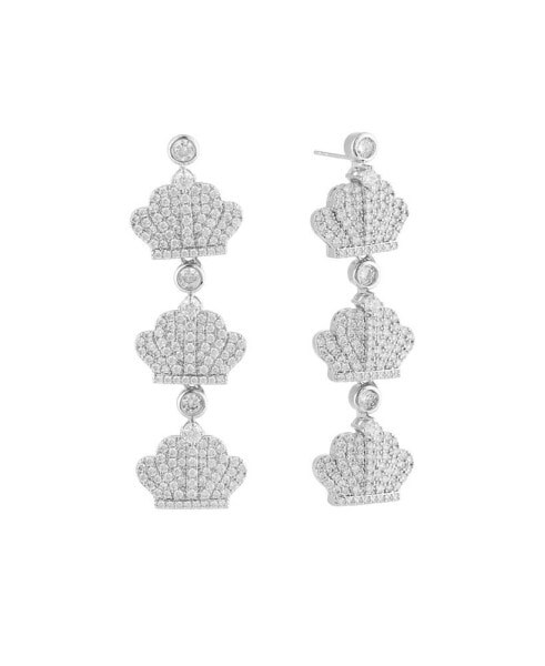 Platinum Plated Brass Crown Earrings