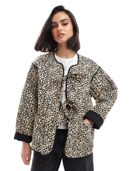 ASOS DESIGN quilted leopard print jacket