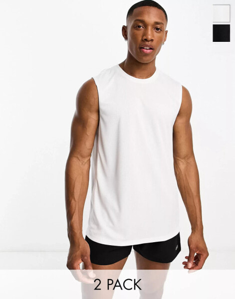 ASOS 4505 Icon training sleeveless t-shirt with quick dry 2 pack