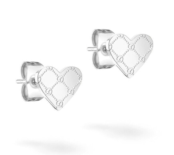 Heart earrings made of steel Logomania Heart TJ-0531-E-08
